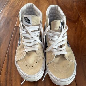 Vans Cream High-Top Sneakers with White Laces